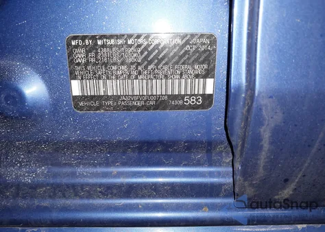 2015 Mitsubishi Lancer Ralliart from USA, damaged, VIN JA32V6FV0FU007708